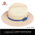 Wholesale paper straw Panama hat with Lace